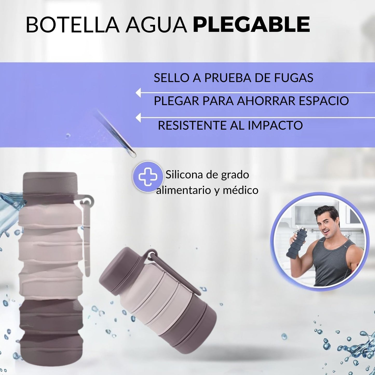 Práctica y elegante: La Botella EcoFlex lista para mantenerte hidratado en cualquier momento.