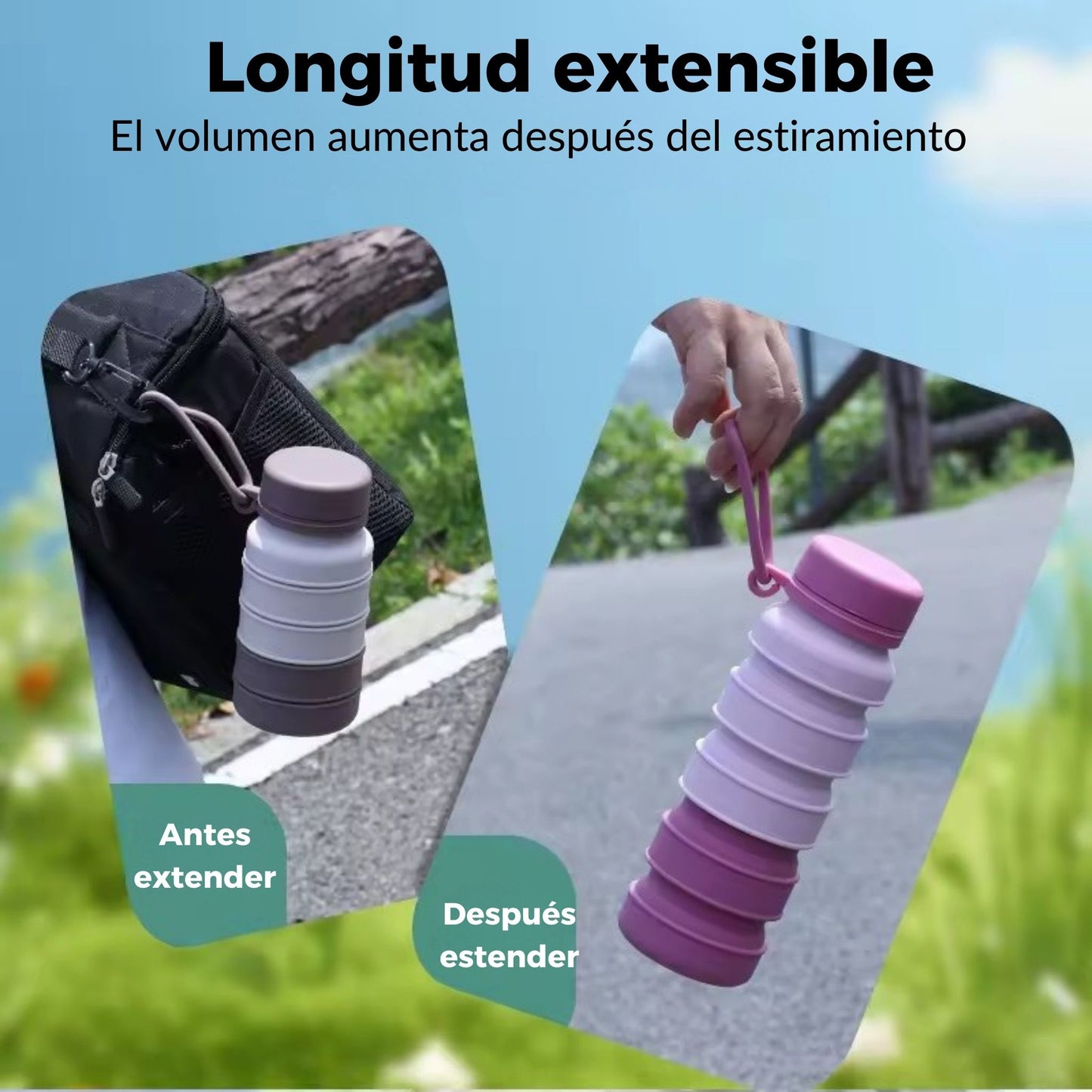 Práctica y elegante: La Botella EcoFlex lista para mantenerte hidratado en cualquier momento.