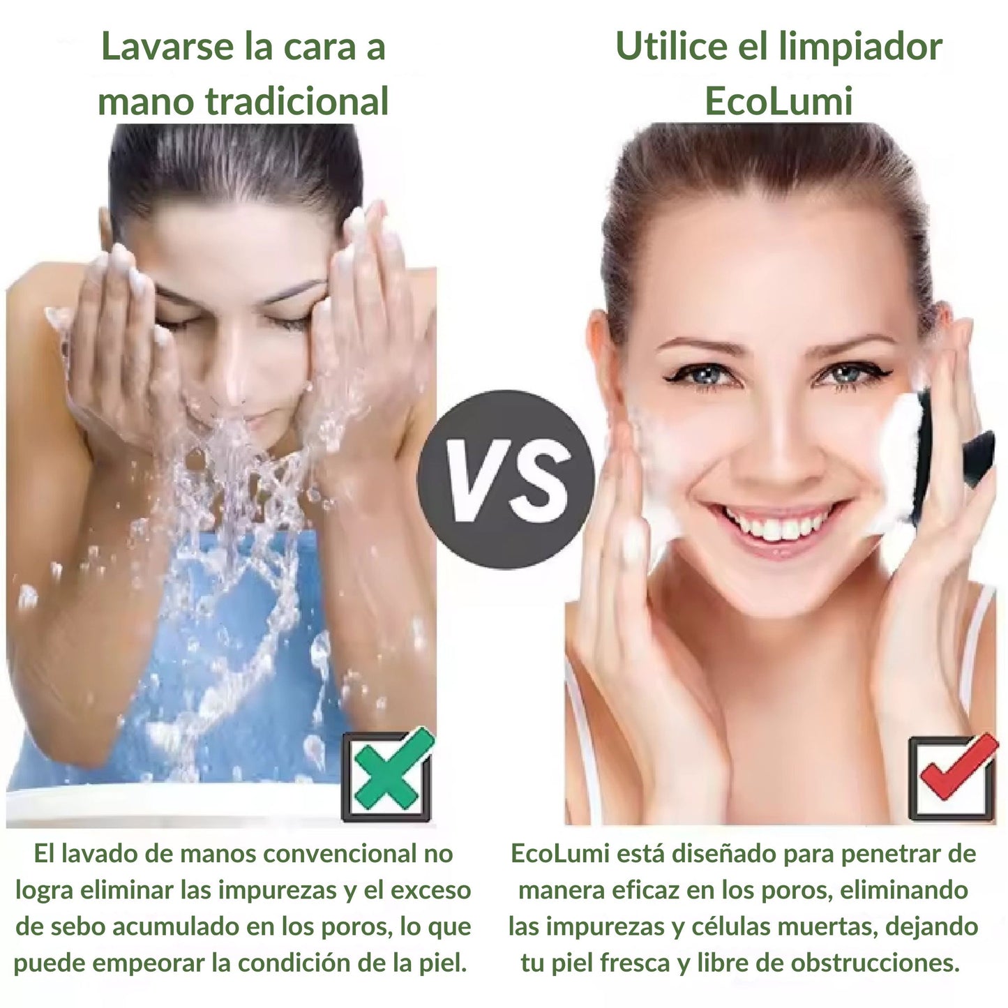 EcoLumi es un cepillo exfoliante facial de silicona que limpia profundamente, elimina impurezas y mejora la suavidad de la piel.